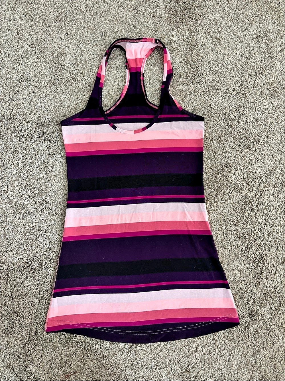 lululemon Cool Racerback Striped Tank Top Pink & Black size 4